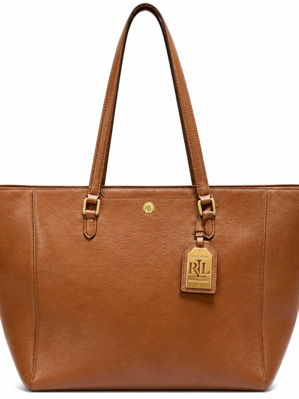 Ralph Lauren Tan Leather Tote with Gold Accents